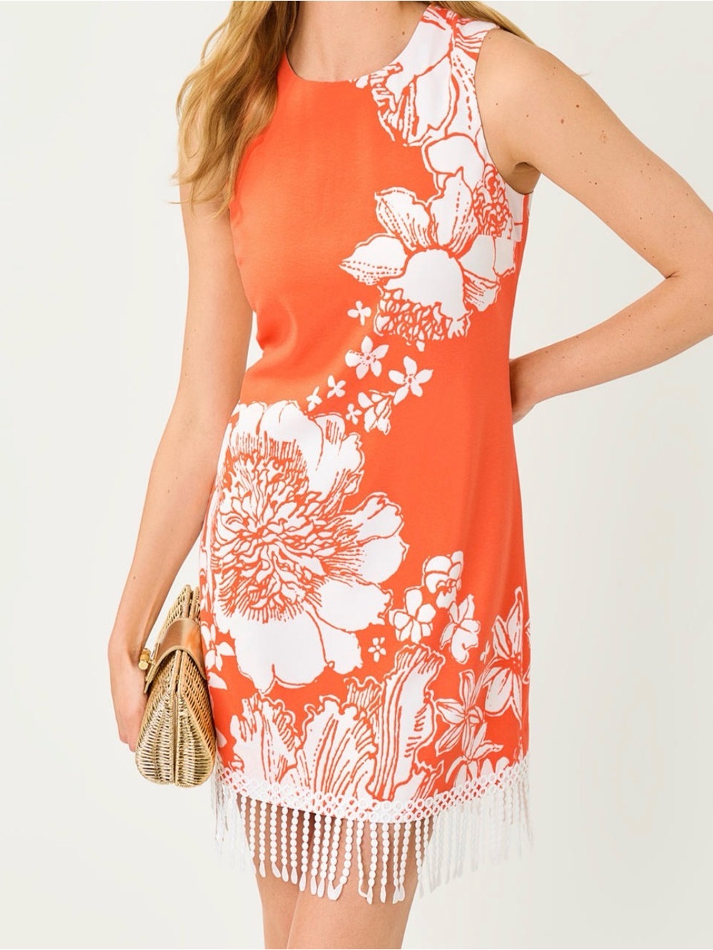 NWT Lilly Pulitzer 14 Aniya Fringe Dress “Sunset Orange Budding Romance” ✨💲248